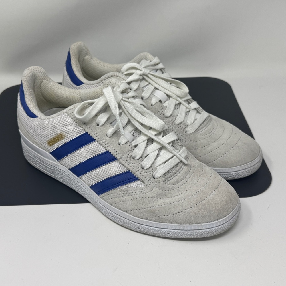 adidas busenitz, HQ2026, US Mens 11, crystal wht /semi lucid blue/gold metallic